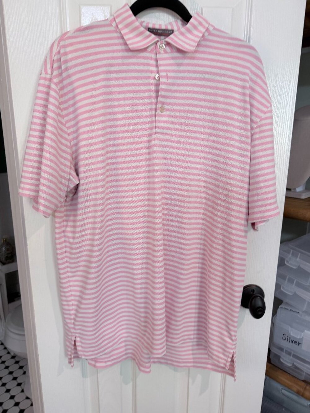Peter Millar Polo-Pink Stripe-Large
